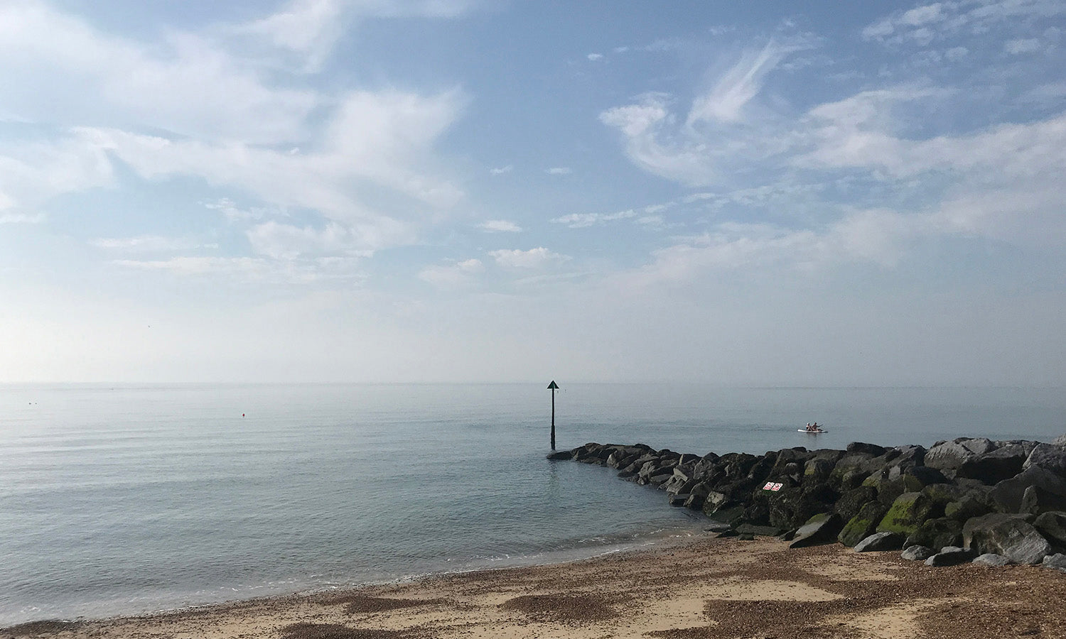 a calm sea looking out from Felixstowe beach in Suffolk